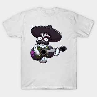 Mexican Sugar Skull Cactus Playing Guitar T-Shirt